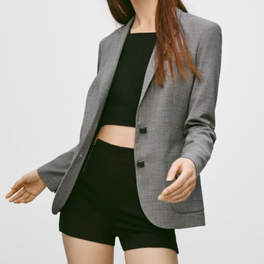 Aritzia Talula Gray wool blend preppy academia Blazer Jacket Women Size 2 - Picture 1 of 7
